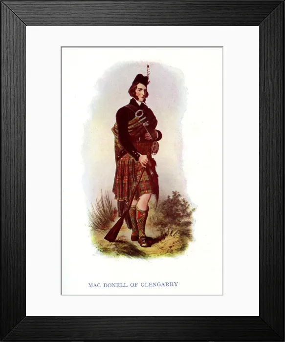 Framed Print : Mac Donell of Glengarry, Traditional Scottish Clan Costume Framed Print : Mac Donell of Glengarry, Traditional Scottish Clan Costume