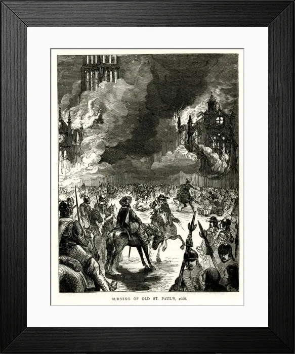 Framed Print : Burning of Old St. Pauls Cathedral, 1666 Framed Print : Burning of Old St. Pauls Cathedral, 1666