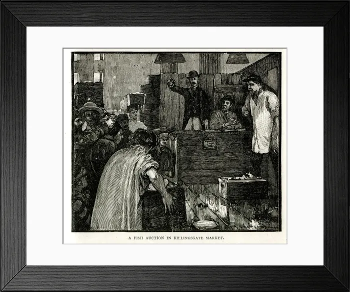 Framed Print : A Fish Auction in Billingsgate Market Framed Print : A Fish Auction in Billingsgate Market