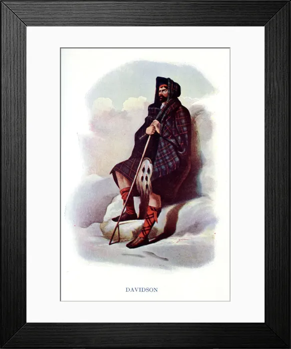 Framed Print : Davidson, Traditional Scottish Clan Costume Framed Print : Davidson, Traditional Scottish Clan Costume