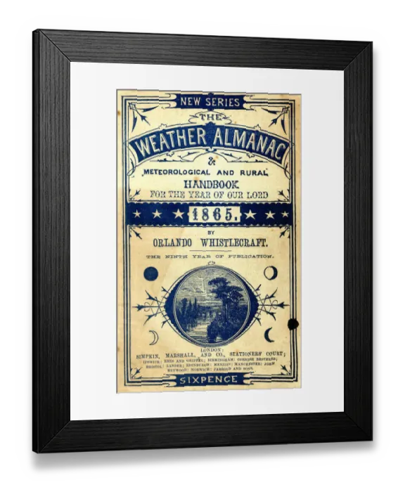 Framed Print : The Weather Almanac for 1865 front cover Framed Print : The Weather Almanac for 1865 front cover