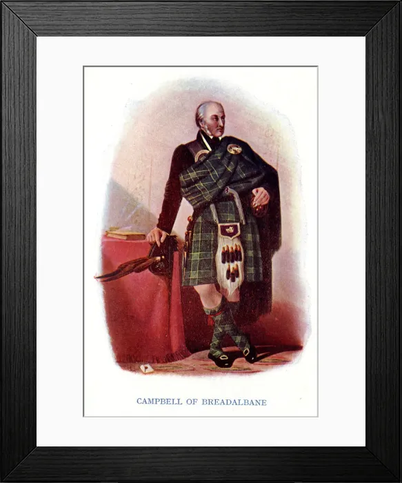 Framed Print : Campbell of Breadalbane, Traditional Scottish Clan Costume Framed Print : Campbell of Breadalbane, Traditional Scottish Clan Costume
