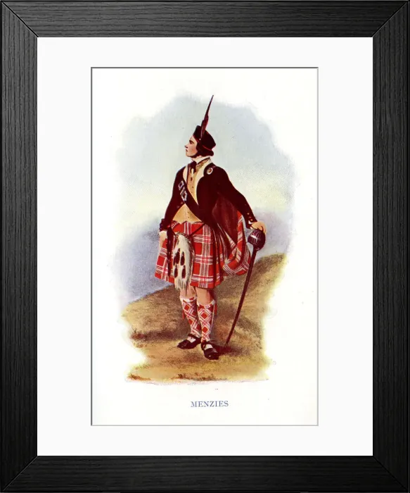 Framed Print : Menzies, Traditional Scottish Clan Costume Framed Print : Menzies, Traditional Scottish Clan Costume