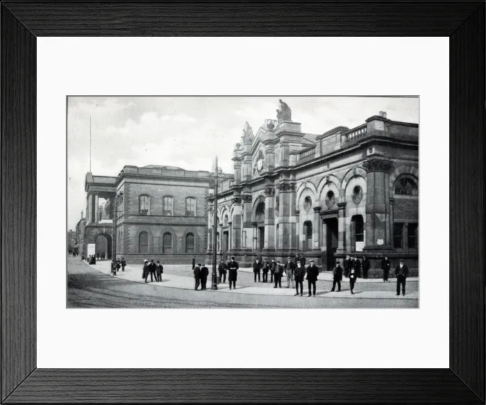 Framed Print : Town Hall and Market Hall, Main Street, Accrington 1910 Framed Print : Town Hall and Market Hall, Main Street, Accrington 1910