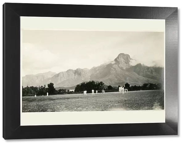 Early view of Newlands Cricket Ground, Cape Town, South Africa with Table Mountain in the