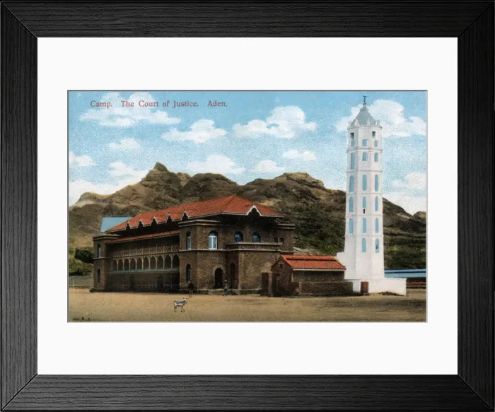 Framed Print : The Court of Justice and old Minaret, Aden, Yemen - within the grounds of the British Framed Print : The Court of Justice and old Minaret, Aden, Yemen - within the grounds of the British