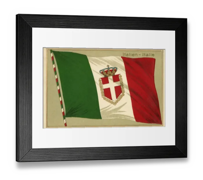 Framed Print : The National Flag of Italy Date: circa 1910s Framed Print : The National Flag of Italy Date: circa 1910s