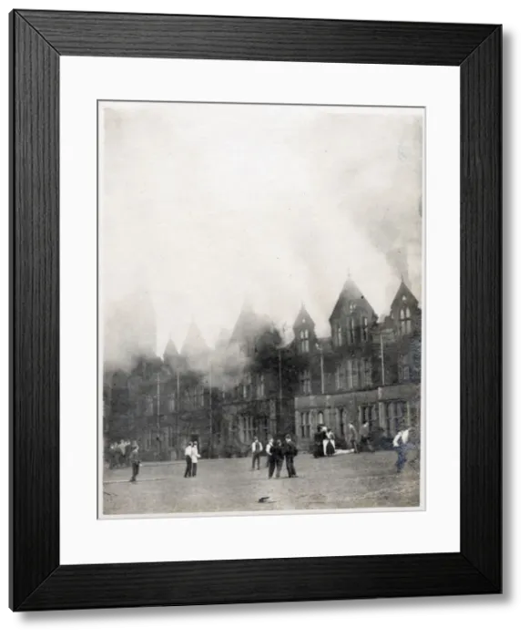Framed Print : A devastating fire at a British Public School for Boys, which appears to have gutted Framed Print : A devastating fire at a British Public School for Boys, which appears to have gutted