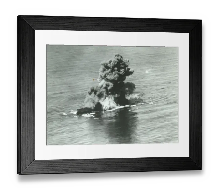 Framed Print : Bomb tests U. S. S. Virginia (1923): ship on fire