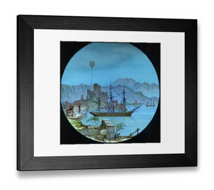Framed Print : Nansens Fram expedition, ship in fjord & methane balloon Framed Print : Nansens Fram expedition, ship in fjord & methane balloon