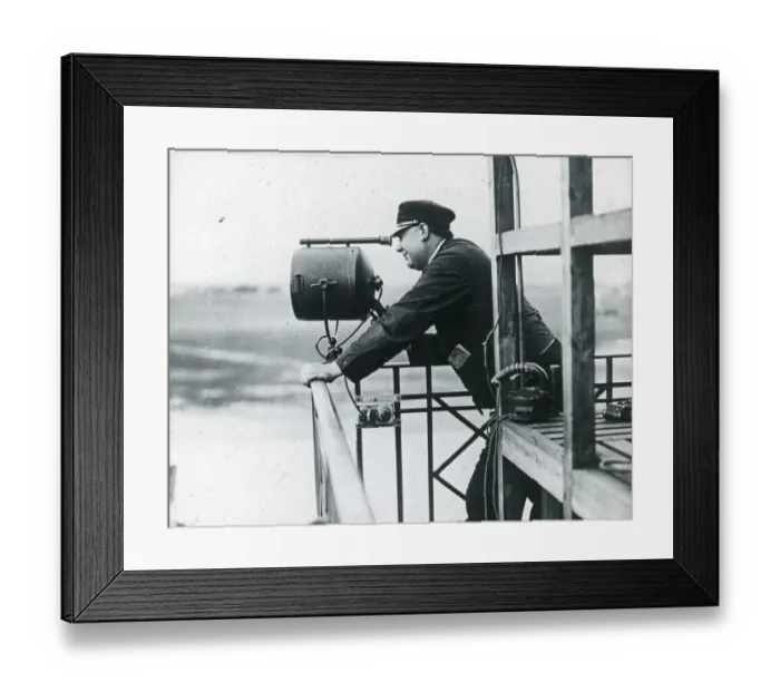 Framed Print : Imperial Airways Traffic Controller on balcony at Croydon Framed Print : Imperial Airways Traffic Controller on balcony at Croydon