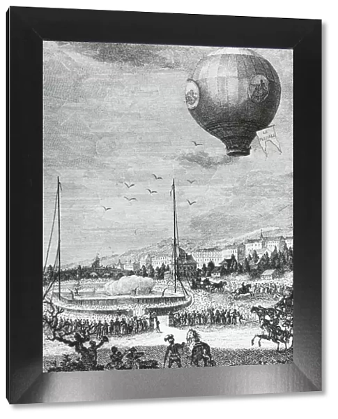Le Flesselle balloon over Lyons, 1784
