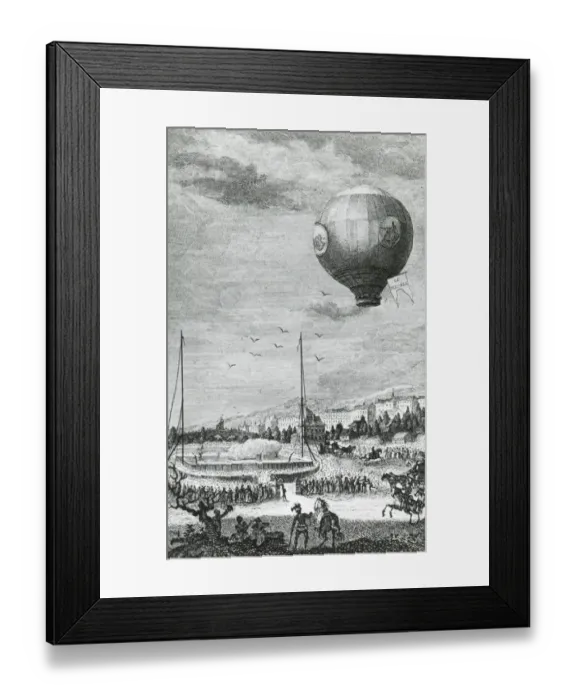 Framed Print : Le Flesselle balloon over Lyons, 1784
