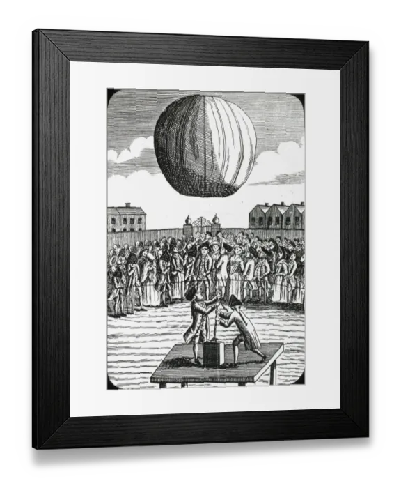 Framed Print : Zambeccaris first public balloon experiment Framed Print : Zambeccaris first public balloon experiment