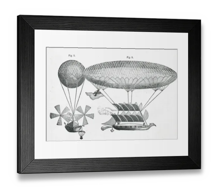 Framed Print : Cayleys improved design for a Navigable Balloon, 1783 Framed Print : Cayleys improved design for a Navigable Balloon, 1783