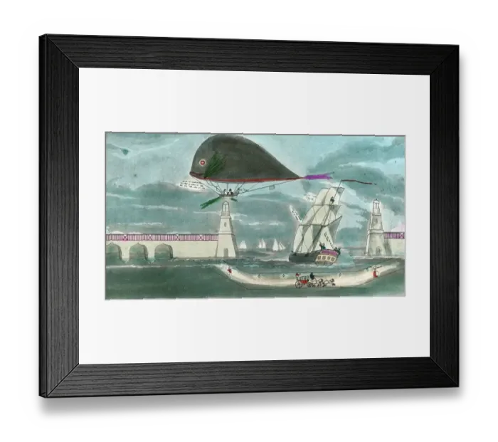 Framed Print : Pauly and Eggs dolphin, or fish-formed Balloon, over sea Framed Print : Pauly and Eggs dolphin, or fish-formed Balloon, over sea