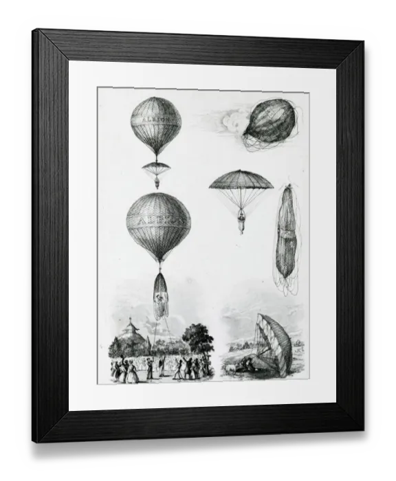 Framed Print : Hamptons Parachute Descent at Cheltenham, 1838