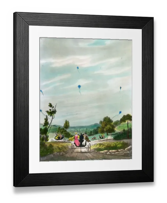 Framed Print : Pococks Char-Volant or Kite Carriage, 1827 Framed Print : Pococks Char-Volant or Kite Carriage, 1827