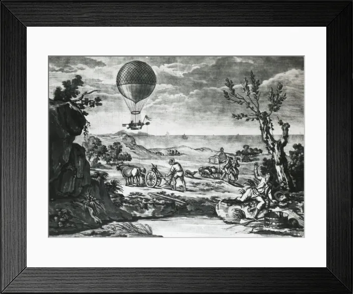 Framed Print : Blanchards arrival at Calais after flight from Dover - 1785 Framed Print : Blanchards arrival at Calais after flight from Dover - 1785