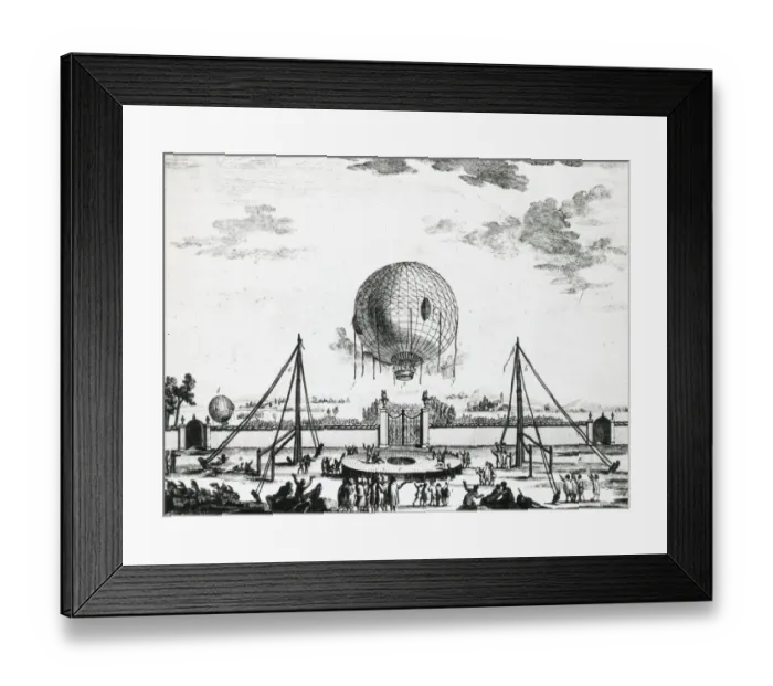 Framed Print : Ascent by Count Adreani in a Montgolfiere balloon - 1784 Framed Print : Ascent by Count Adreani in a Montgolfiere balloon - 1784