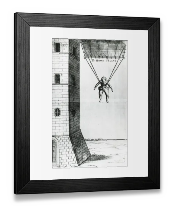 Framed Print : Parachute - Fausto Veranzios Machinae Novae Framed Print : Parachute - Fausto Veranzios Machinae Novae