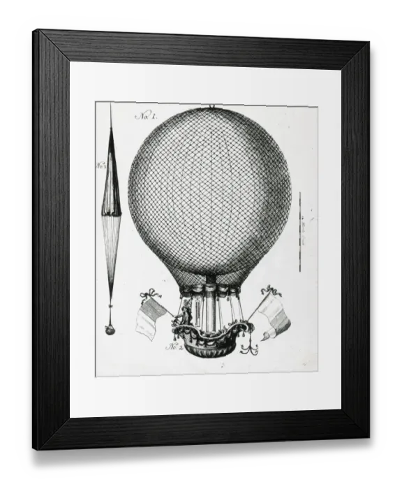 Framed Print : Blanchardss experimental parachute used at Nurnberg, 1787