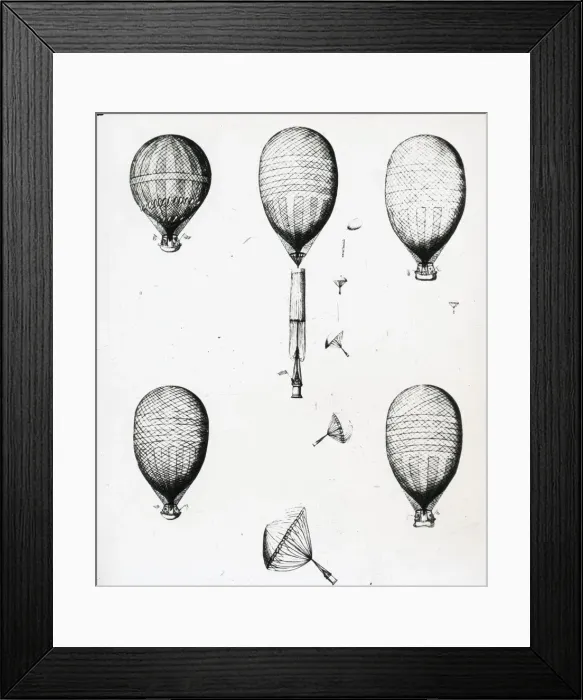 Framed Print : Garnerins Balloons and descent of the parachute - 1802 Framed Print : Garnerins Balloons and descent of the parachute - 1802