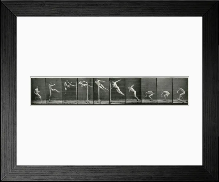 Framed Print : Sequence of a man doing the high jump Date: 1880s Framed Print : Sequence of a man doing the high jump Date: 1880s