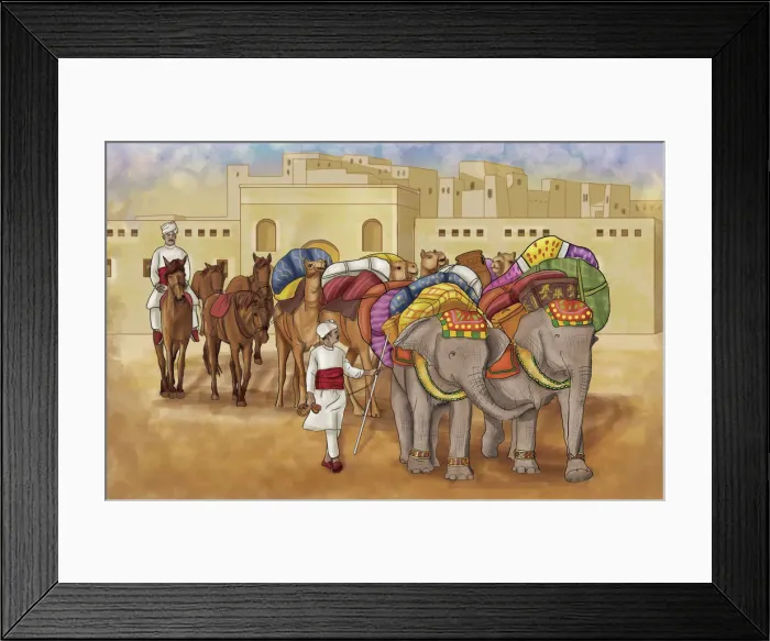 Framed Print : Indian caravan of merchandise Framed Print : Indian caravan of merchandise