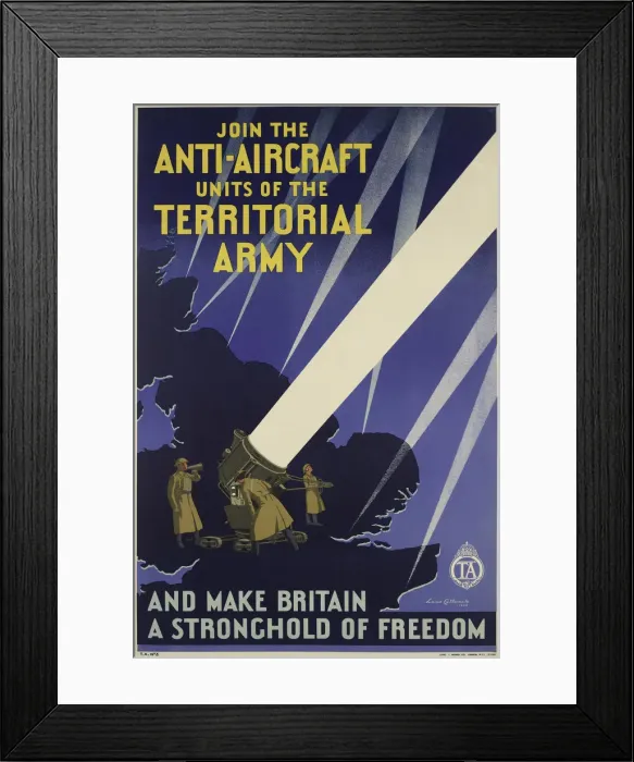 Framed Print : ?Join the Anti-Aircraft Units of the Territorial Army?, 1938 Framed Print : ?Join the Anti-Aircraft Units of the Territorial Army?, 1938