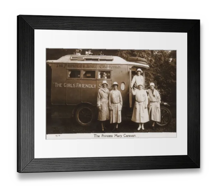 Framed Print : The Princess Mary Caravan. The Girls Friendly Society supported young women by help in Framed Print : The Princess Mary Caravan. The Girls Friendly Society supported young women by help in