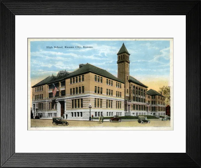 Framed Print : High School, Kansas City, Kansas, USA. Date: circa 1910 Framed Print : High School, Kansas City, Kansas, USA. Date: circa 1910