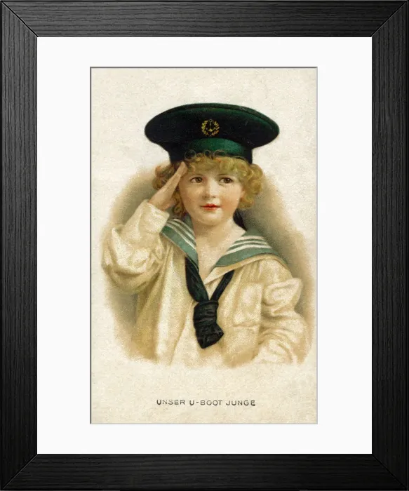 Framed Print : Germany - Our Submarine Boy - Patriotic postcard, end of WW1 era. Date: 1918 Framed Print : Germany - Our Submarine Boy - Patriotic postcard, end of WW1 era. Date: 1918