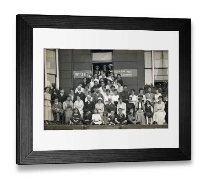 Framed Print : Margate, Kent - The Guests and some of the Staff of No. 1 & 2 Boarding Establishment pose Framed Print : Margate, Kent - The Guests and some of the Staff of No. 1 & 2 Boarding Establishment pose