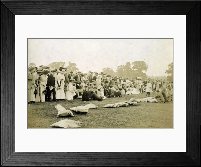 Framed Print : Crowds possibly at a school sports day or event Framed Print : Crowds possibly at a school sports day or event