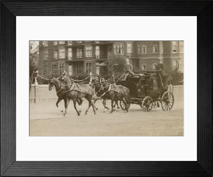 Framed Print : Heritage mail coach speeding through Folkestone Framed Print : Heritage mail coach speeding through Folkestone