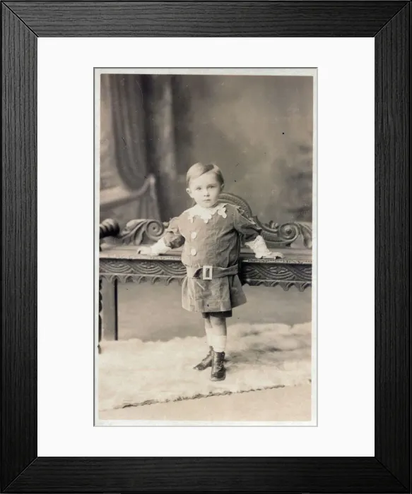 Framed Print : Toddler boy dressed up for his first studio portrait Framed Print : Toddler boy dressed up for his first studio portrait