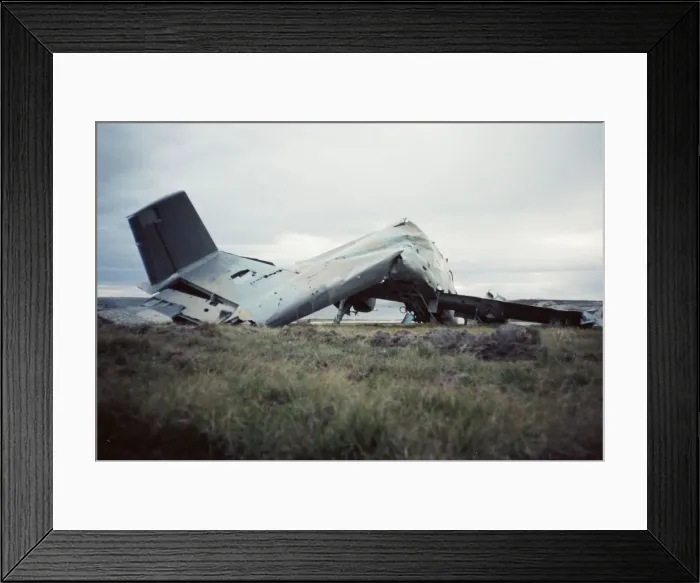 Framed Print : Bent Pucara ? RAF Stanley Framed Print : Bent Pucara ? RAF Stanley