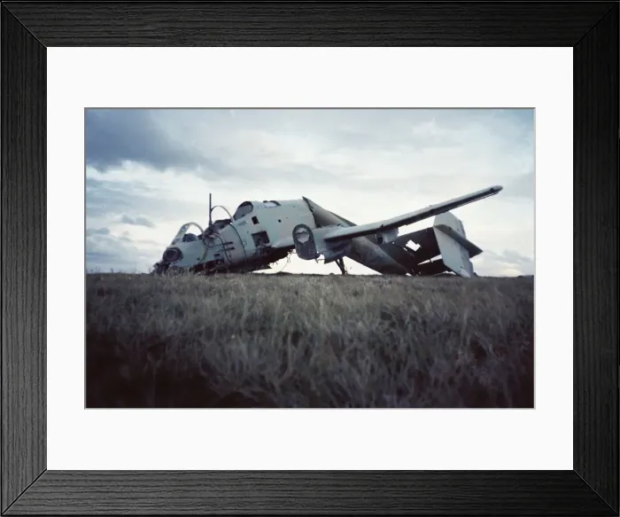 Framed Print : Bent Pucara ? RAF Stanley Framed Print : Bent Pucara ? RAF Stanley
