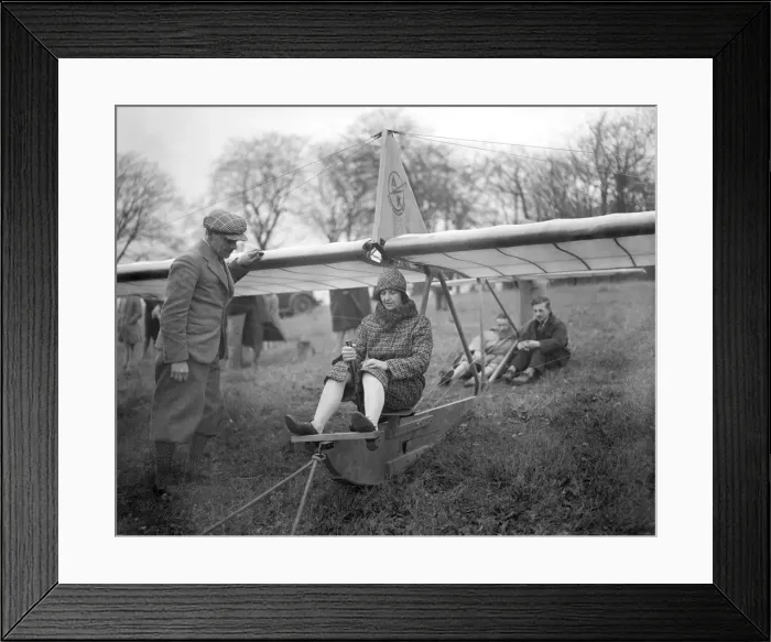 Framed Print : Lady Bailey preparing for flight in Zogling glider Framed Print : Lady Bailey preparing for flight in Zogling glider