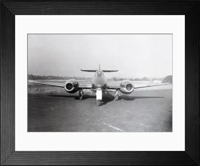 Framed Print : A very early Gloster Meteor with long-span wings and gun ports removed Framed Print : A very early Gloster Meteor with long-span wings and gun ports removed