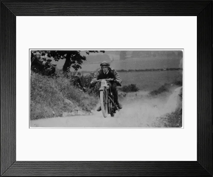 Framed Print : H. O. Tomblin on his racing motorcycle Framed Print : H. O. Tomblin on his racing motorcycle
