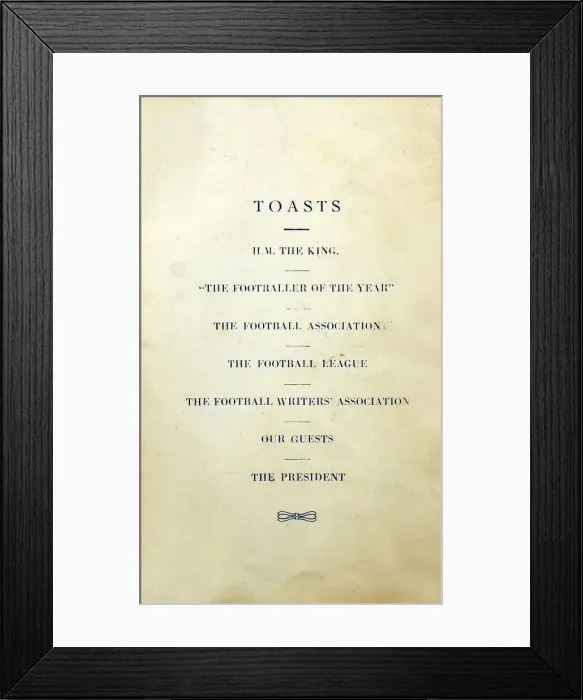 Framed Print : Football Writers Association - 1st Annual Dinner, held at The Hungaria Restaurant Framed Print : Football Writers Association - 1st Annual Dinner, held at The Hungaria Restaurant