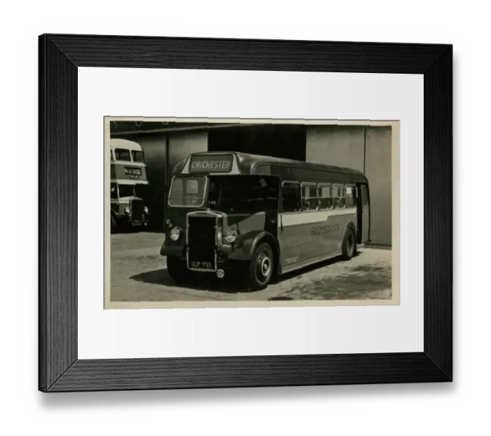 Framed Print : Vintage Bus to Chichester Framed Print : Vintage Bus to Chichester