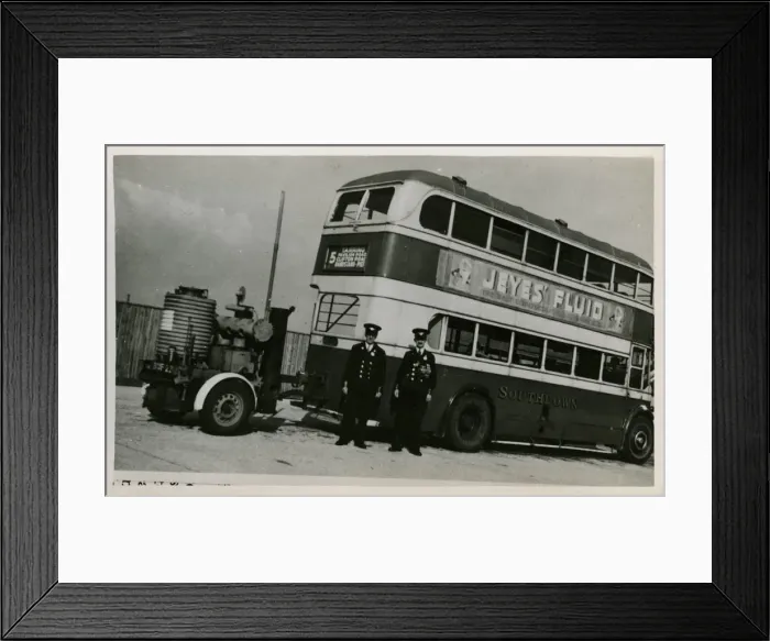 Framed Print : Leyland Vintage Bus with Producer Gas Trailer WW2 Framed Print : Leyland Vintage Bus with Producer Gas Trailer WW2
