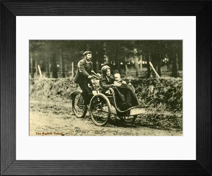 Framed Print : Vintage Tricycle with Front Passsenger Carrier Framed Print : Vintage Tricycle with Front Passsenger Carrier