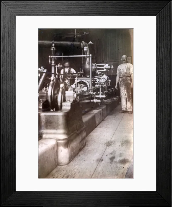 Framed Print : Industrial Stationary Small Steam Mill Engine