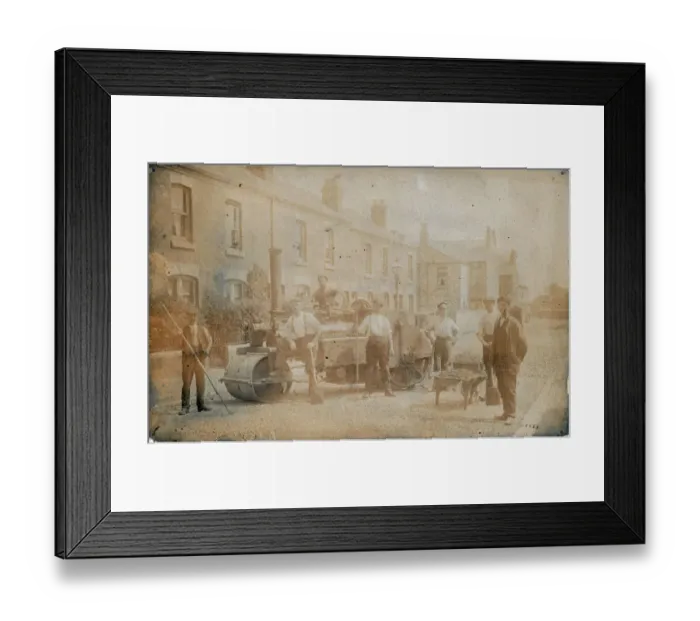 Framed Print : Uncommon Council Steam Roller at Roadworks Framed Print : Uncommon Council Steam Roller at Roadworks
