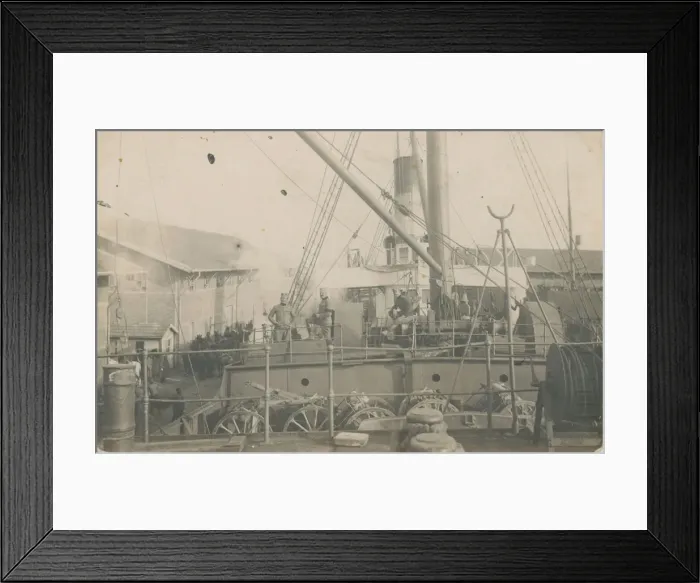 Framed Print : WW1 Preparations - German Warship at Dock Framed Print : WW1 Preparations - German Warship at Dock