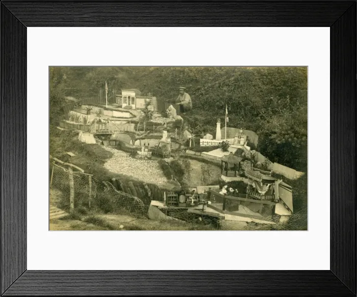 Framed Print : WW1 Japanese Prison Camp Officer with his Model Village Framed Print : WW1 Japanese Prison Camp Officer with his Model Village